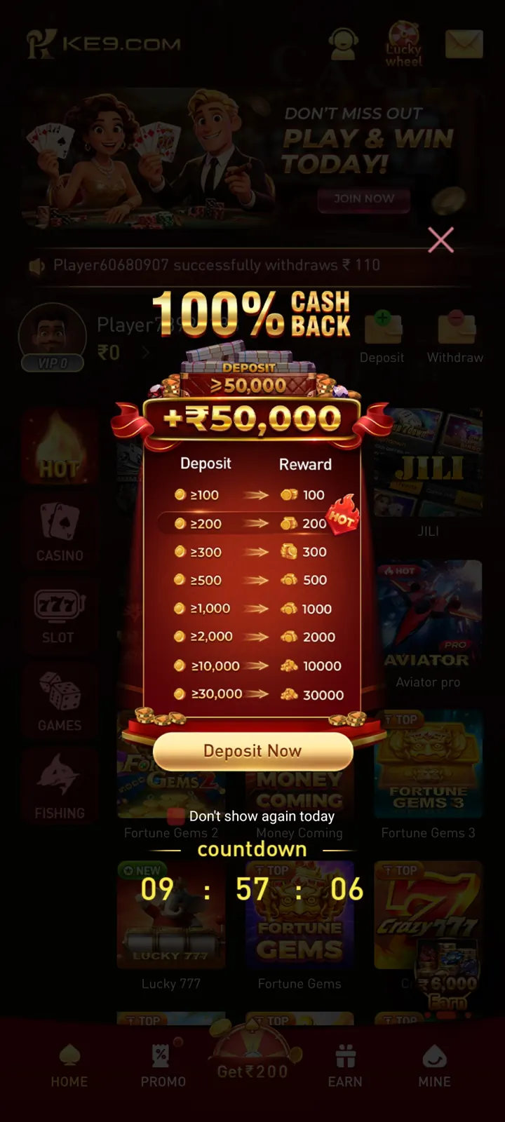 KE9 game lobby screenshot